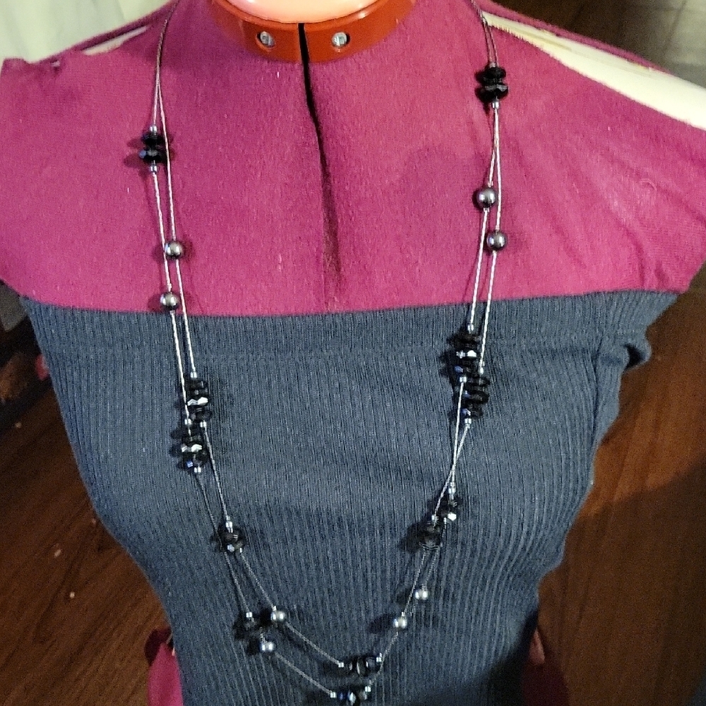 4/$20 Elegant Black Beaded Necklace